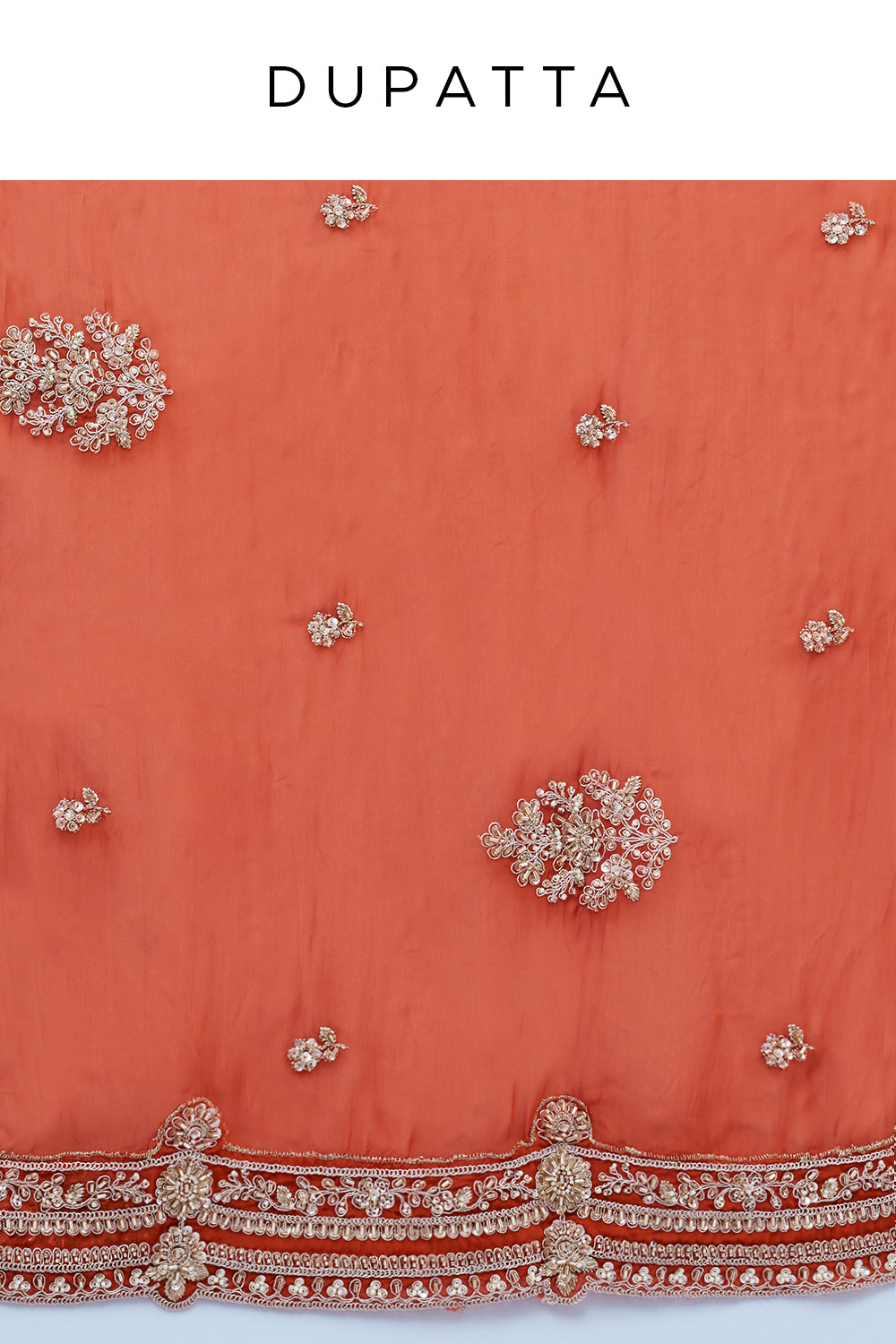 Orange Georgette Lehenga with Zardozi Work