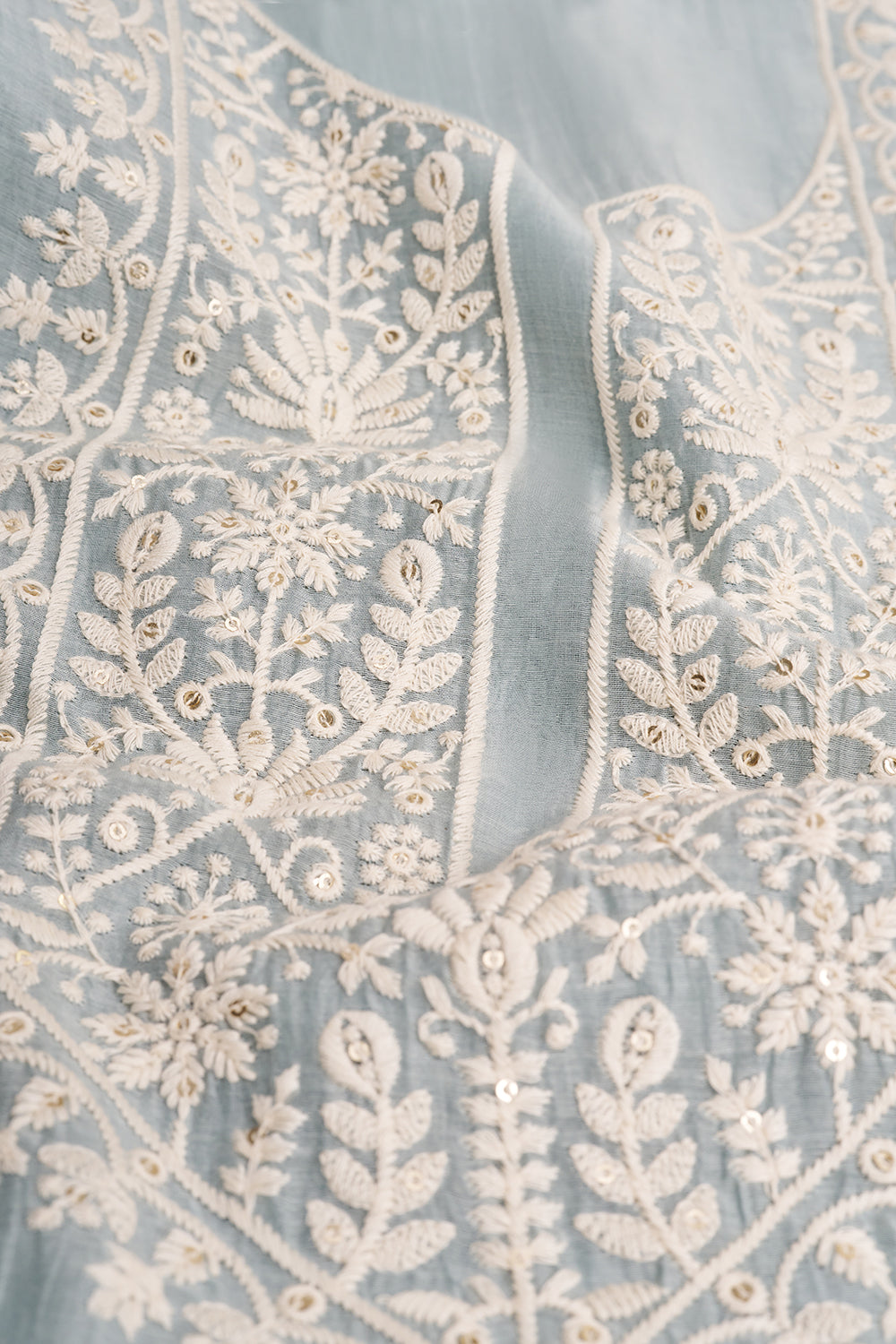 Light Blue Resham Embroidered Unstitched Suit Set
