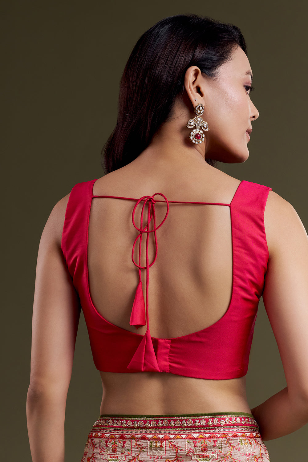 Pale Brown Embroidered Raw Silk Saree