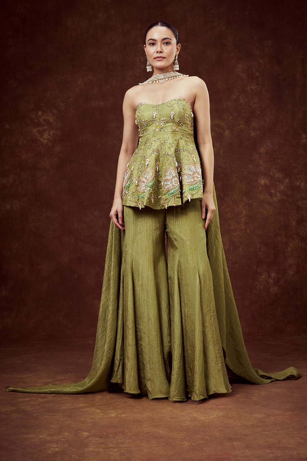 Parrot Green Coord Set with Tube Top and Palazzo Pants