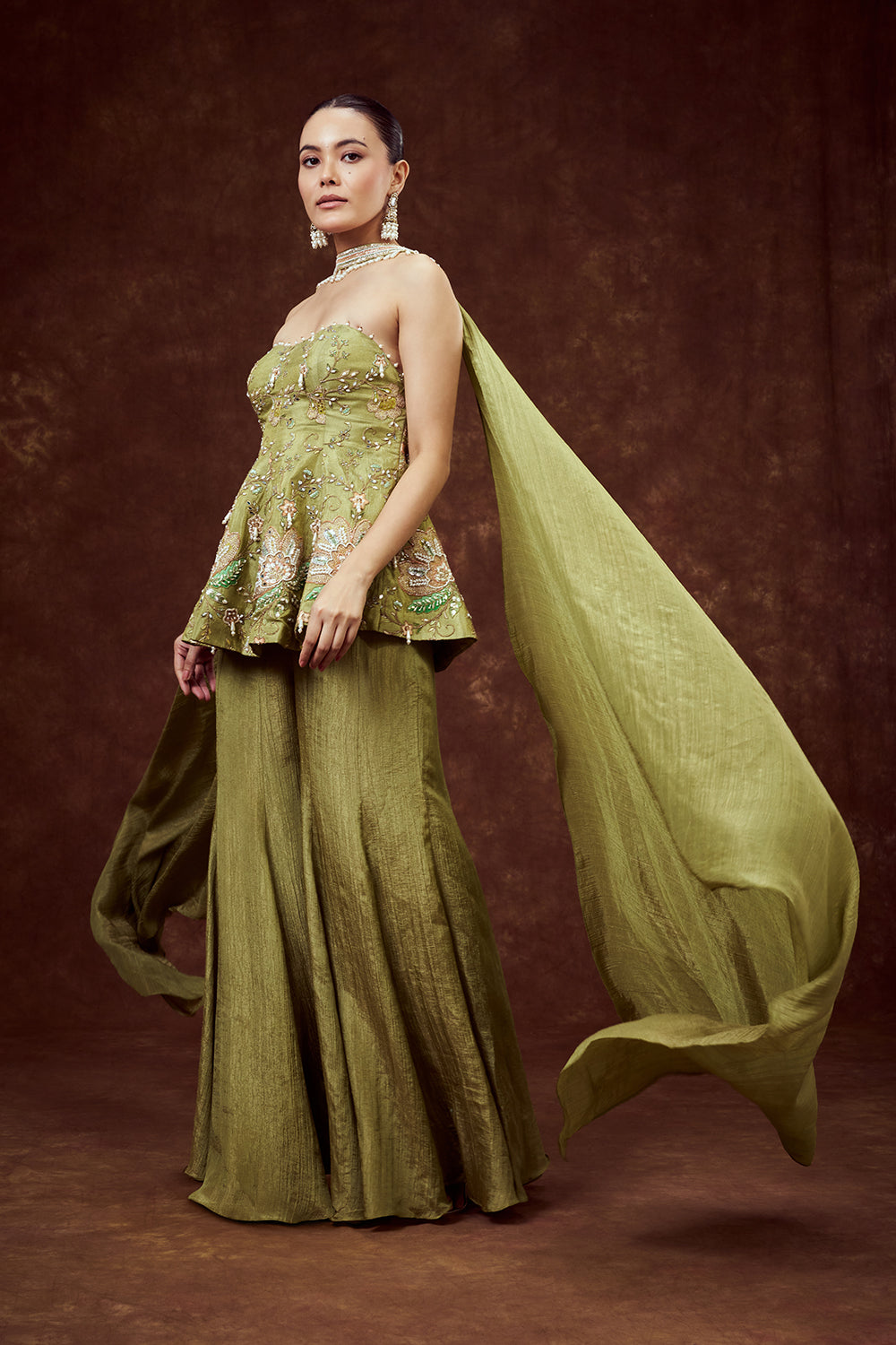 Parrot Green Coord Set with Tube Top and Palazzo Pants
