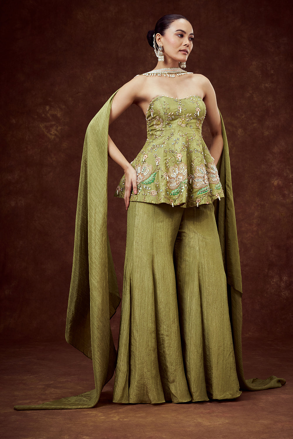 Parrot Green Coord Set with Tube Top and Palazzo Pants