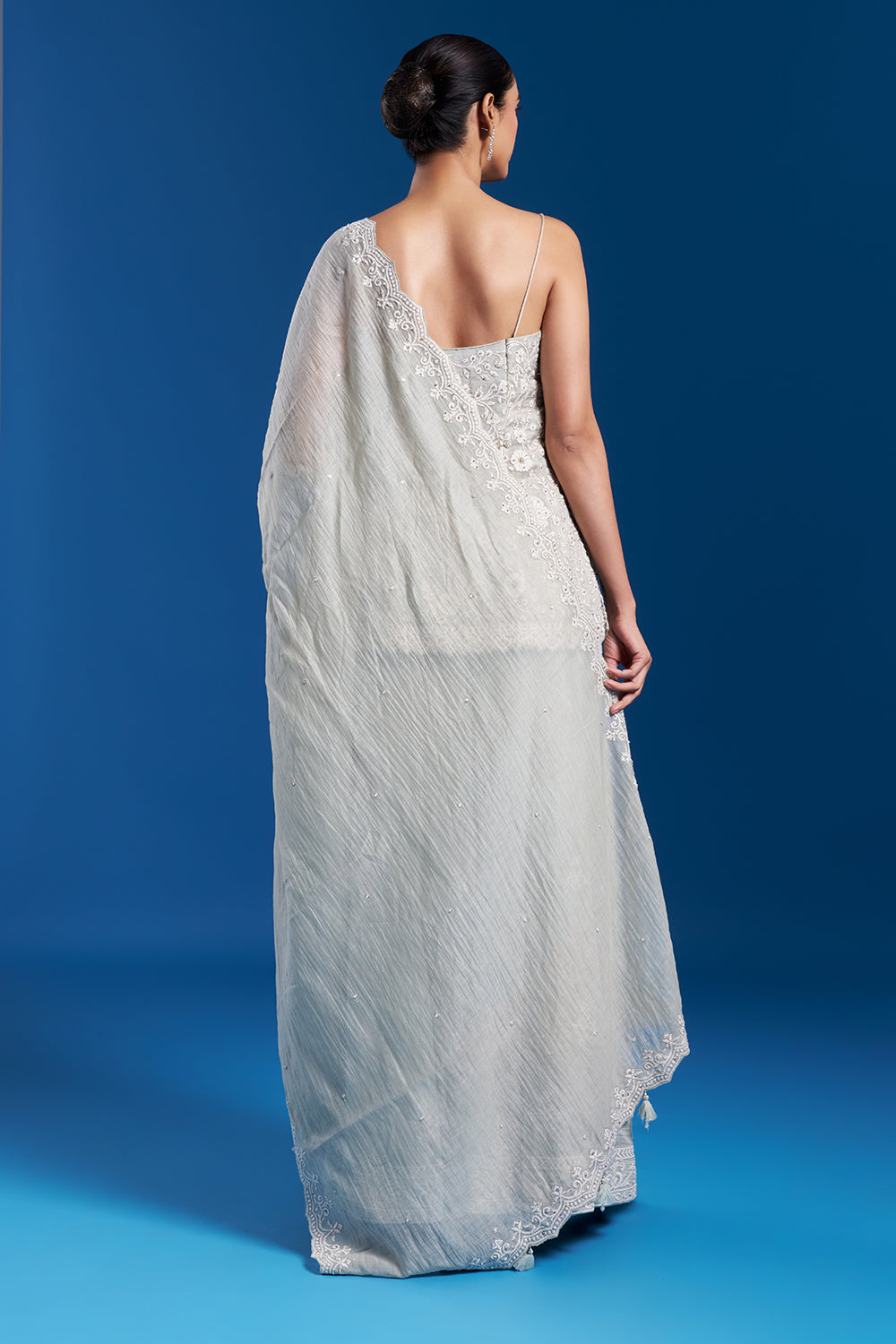 Pastel Green Muslin Palazzo Set with Resham Embroidery