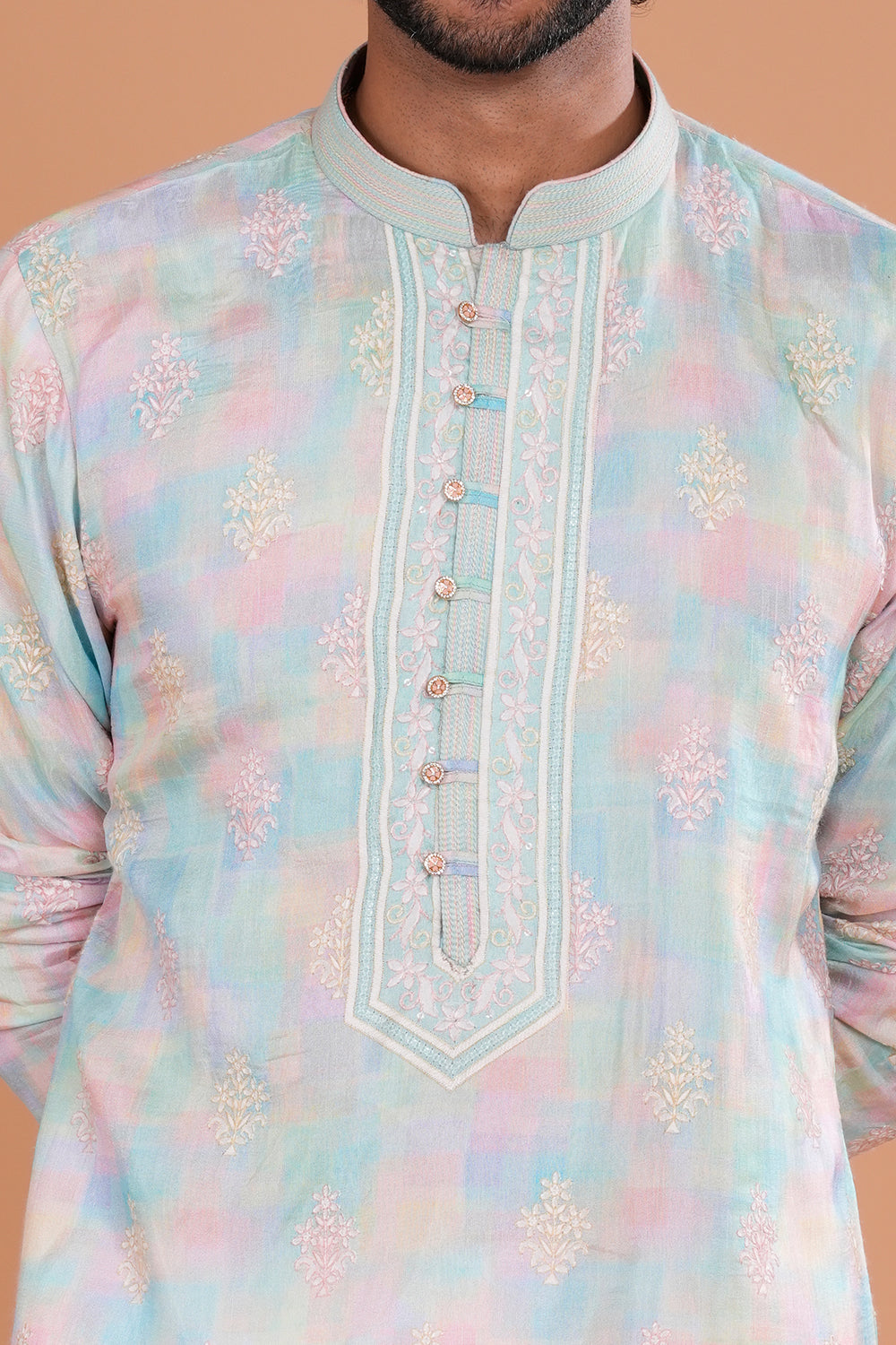 Pastel Multi Embroidered Festive Kurta
