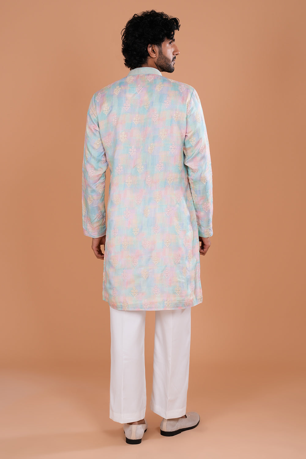 Pastel Multi Embroidered Festive Kurta