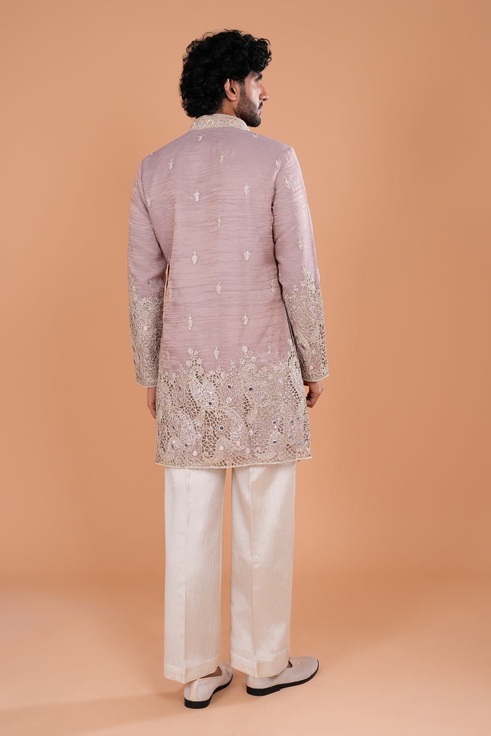 Light Purple Embroidered Men's Kurta Set