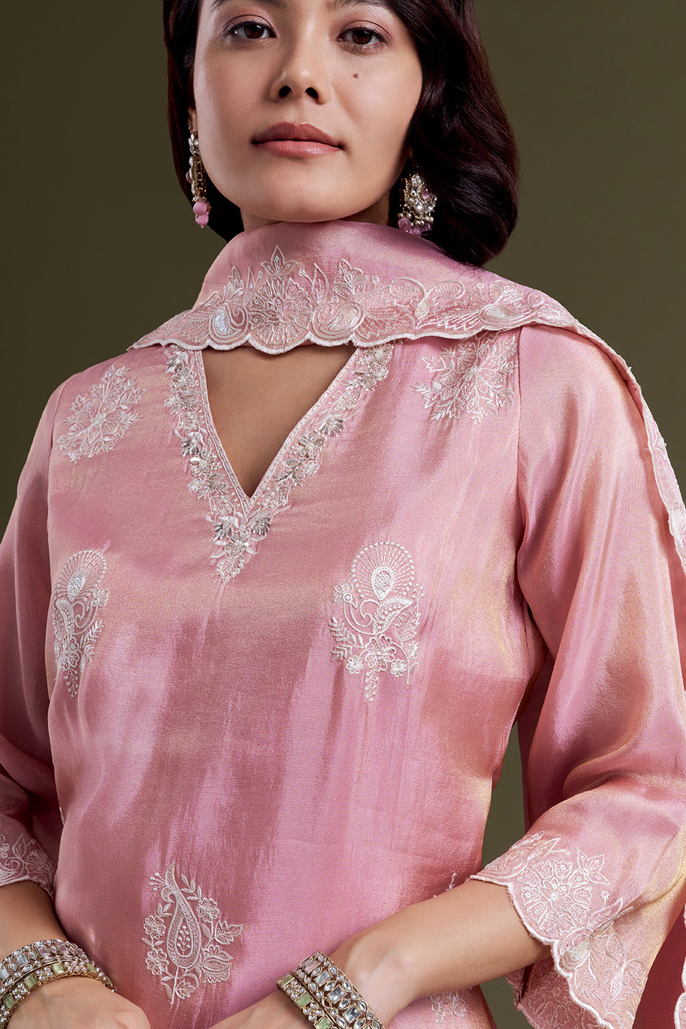 Pastel Pink Tissue Kurta Set