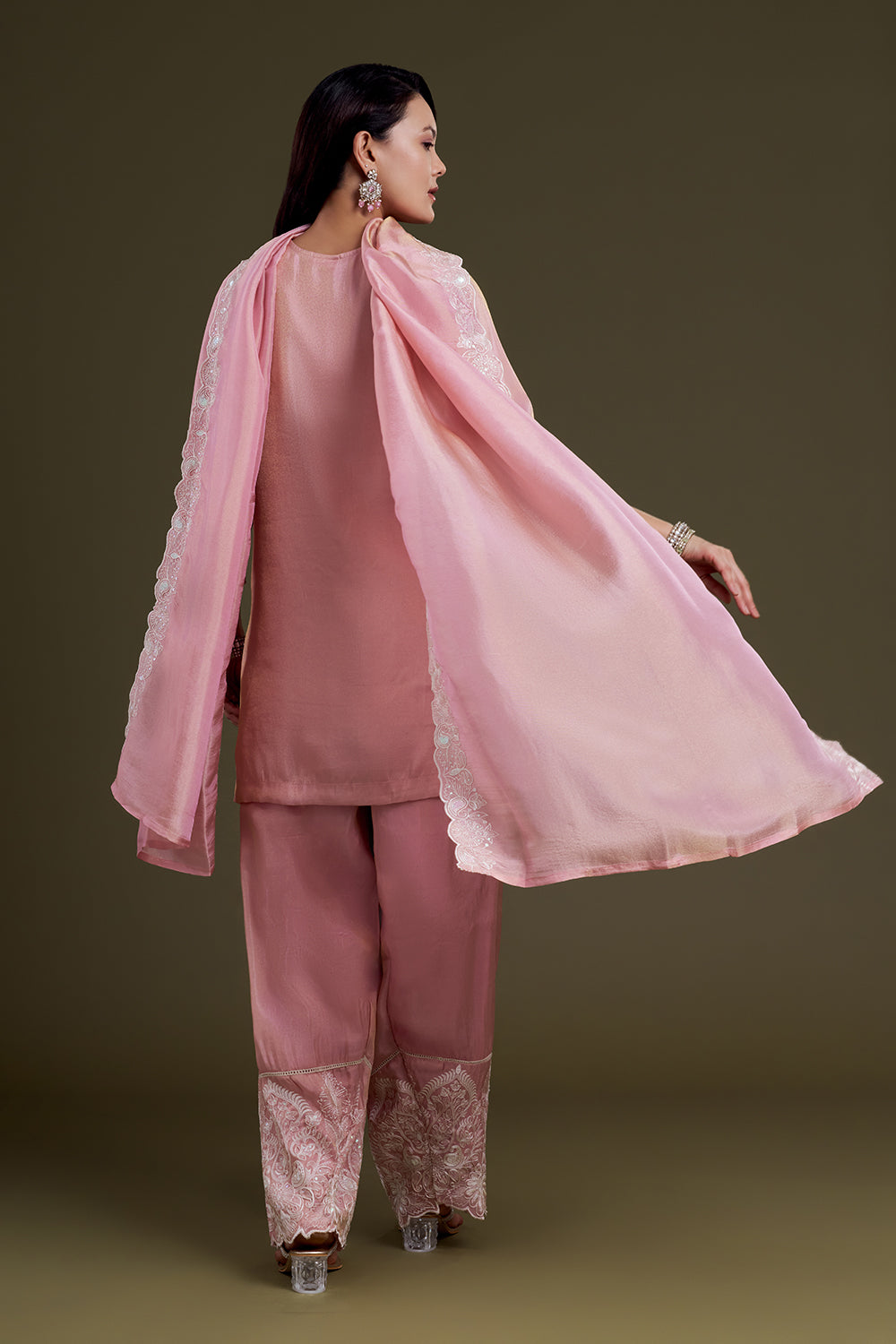 Pastel Pink Tissue Kurta Set