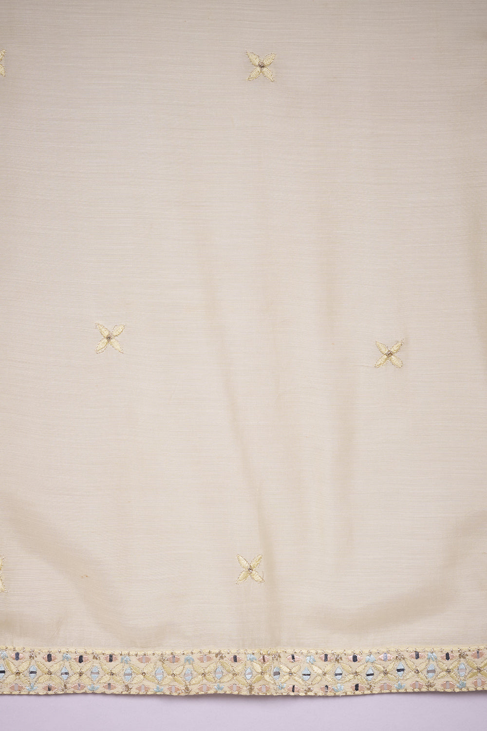 Pastel Yellow Silk Kurta Set with Bead Embroidery