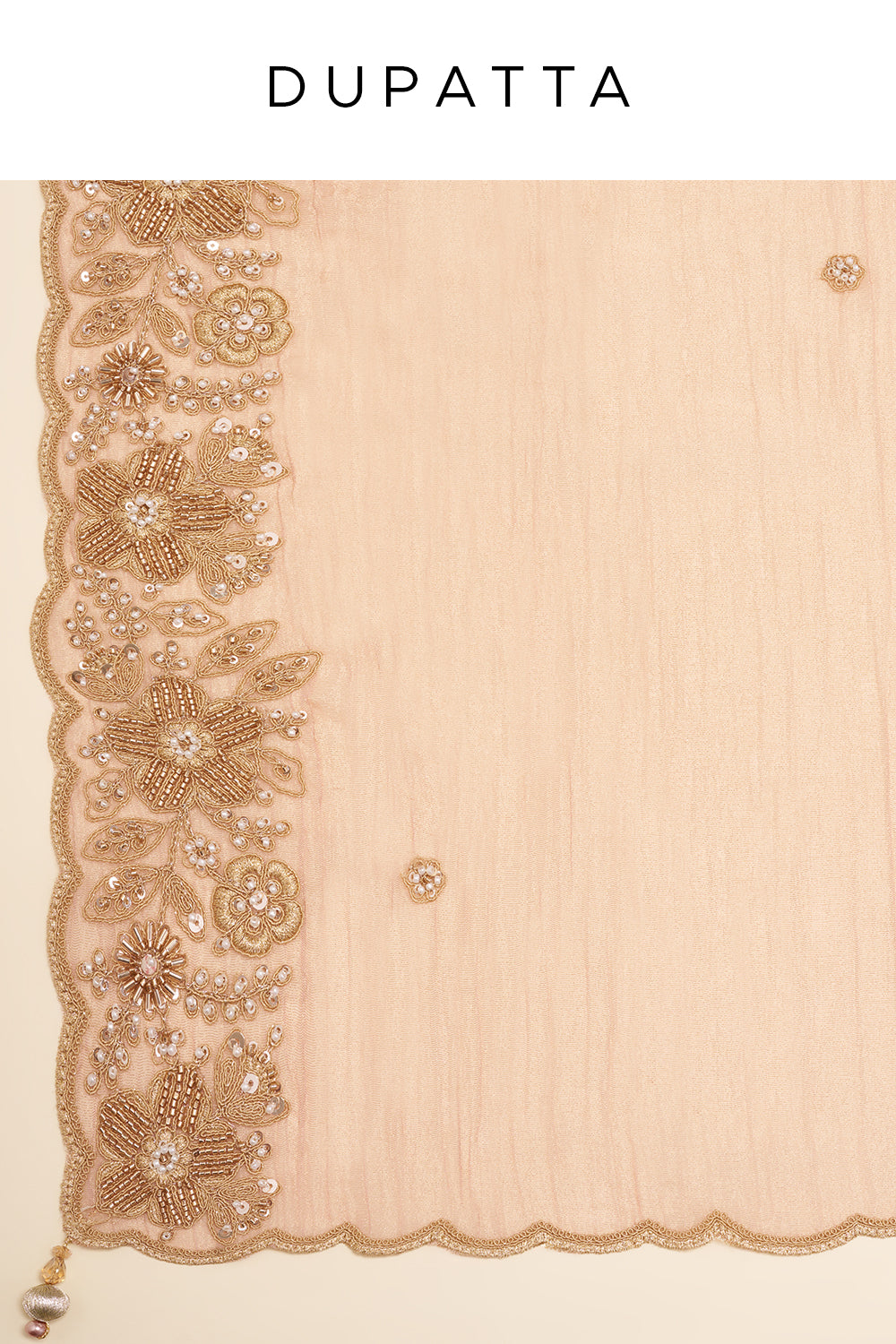 Peach Floral Embroidered Unstitched Suit Set