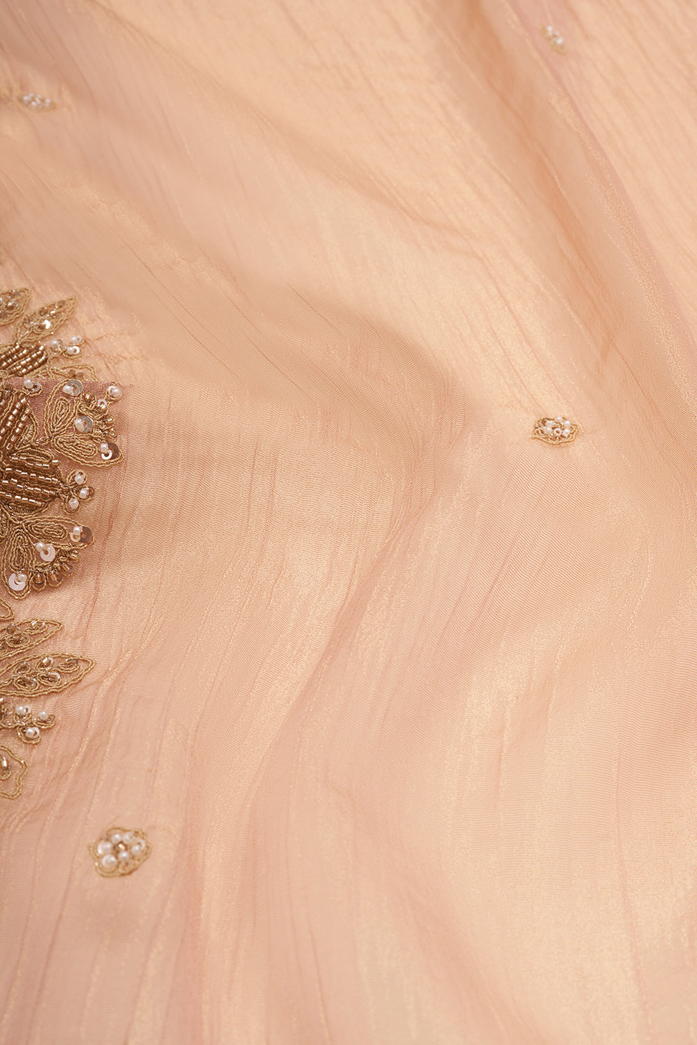 Peach Floral Embroidered Unstitched Suit Set