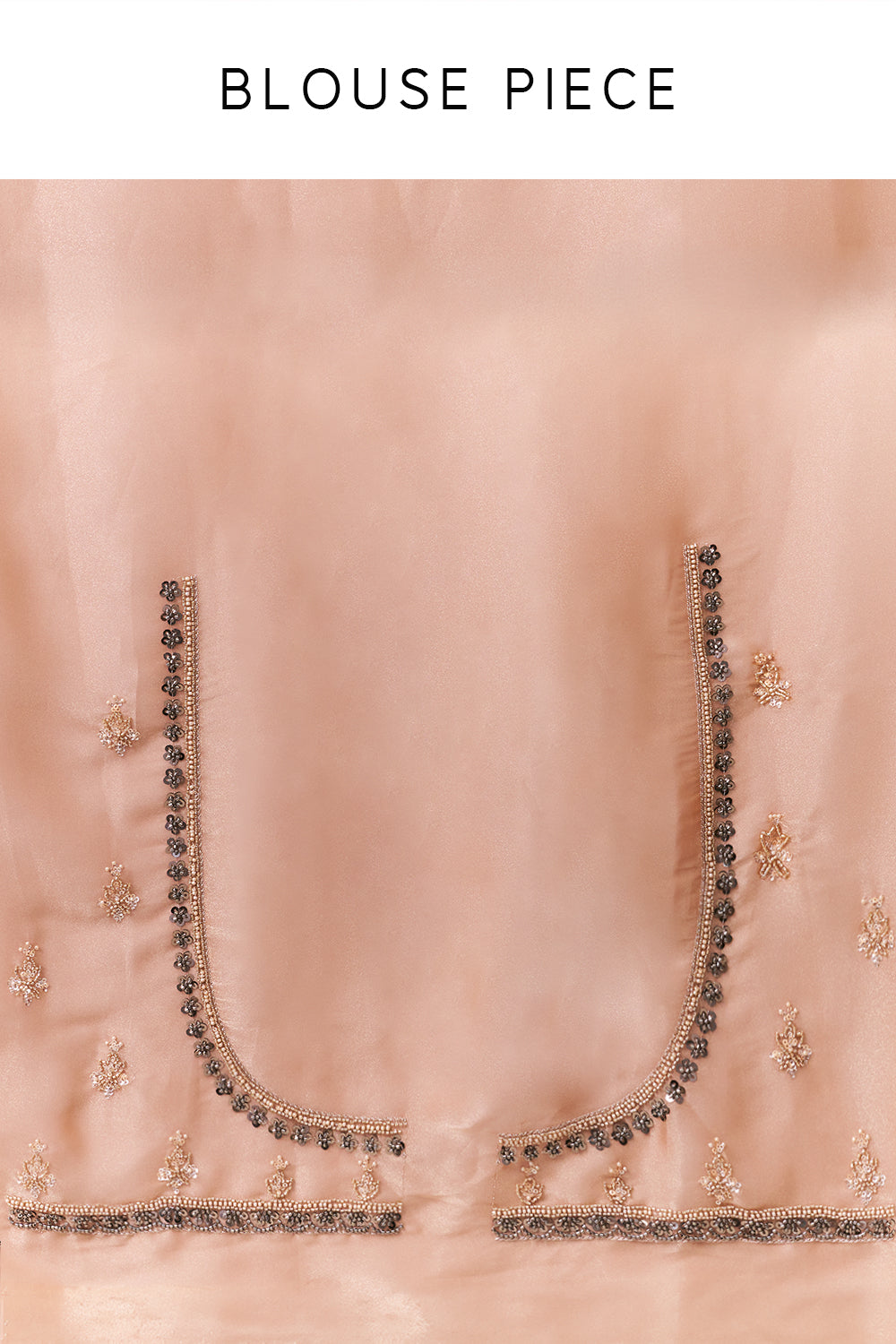 Peach Glass Organza Saree with Sequin and Cutdana Work