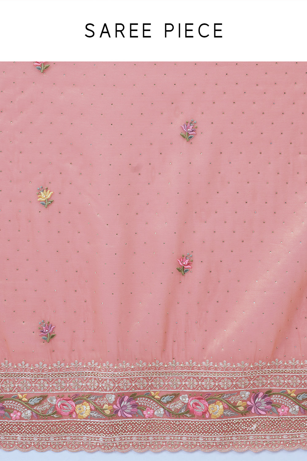 Peach Glass Tissue Saree with Booti Work