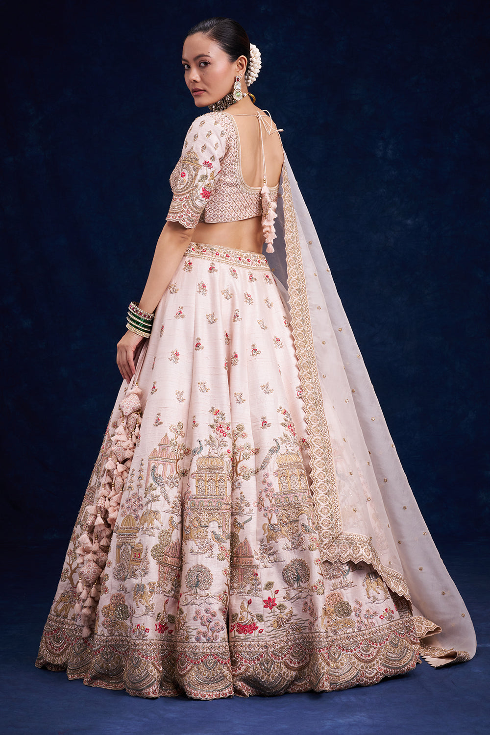 Peach Raw Silk Bridal Lehenga with Zardozi and Resham Work