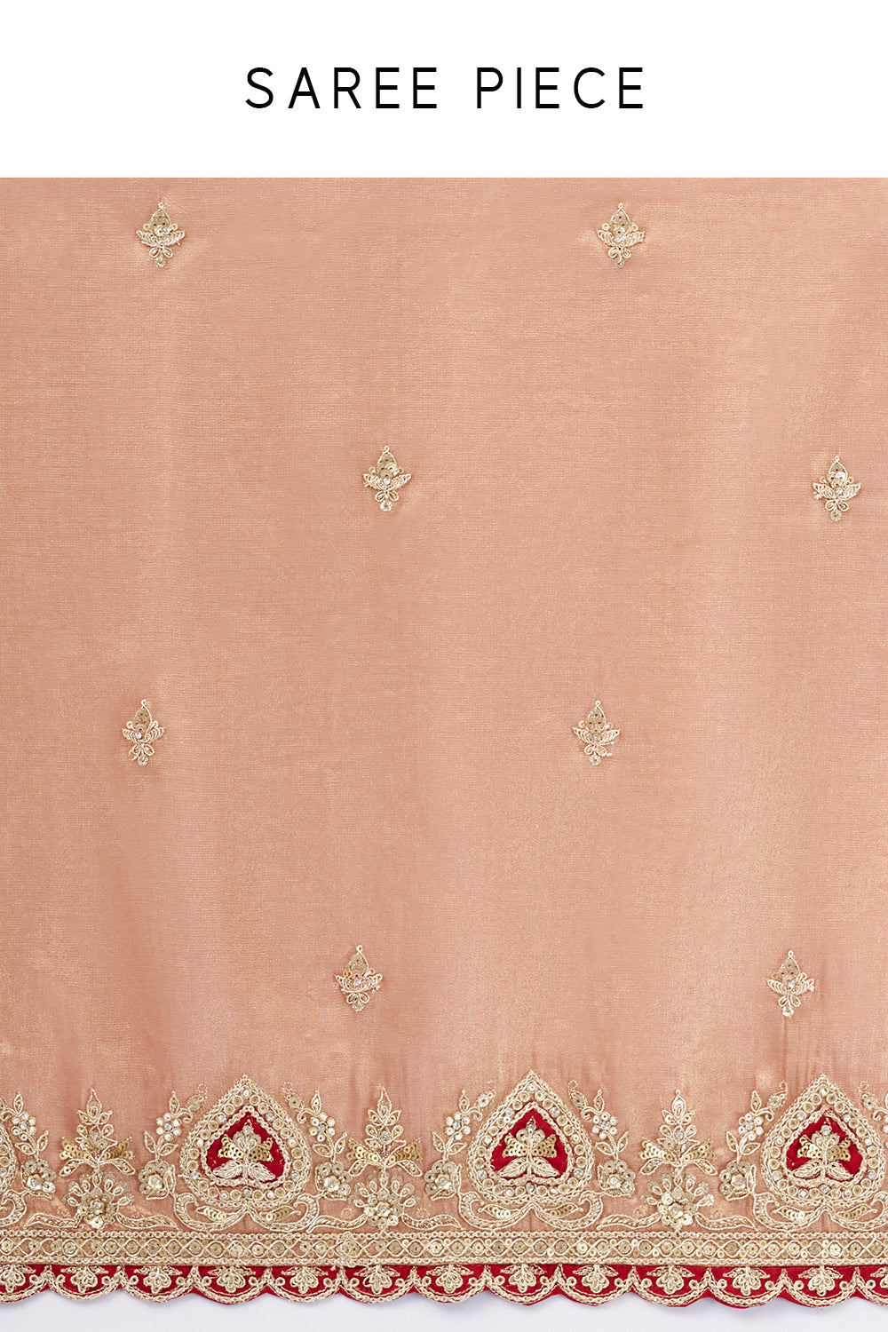 Peach Tissue Silk Saree with Sequin and Zari Work
