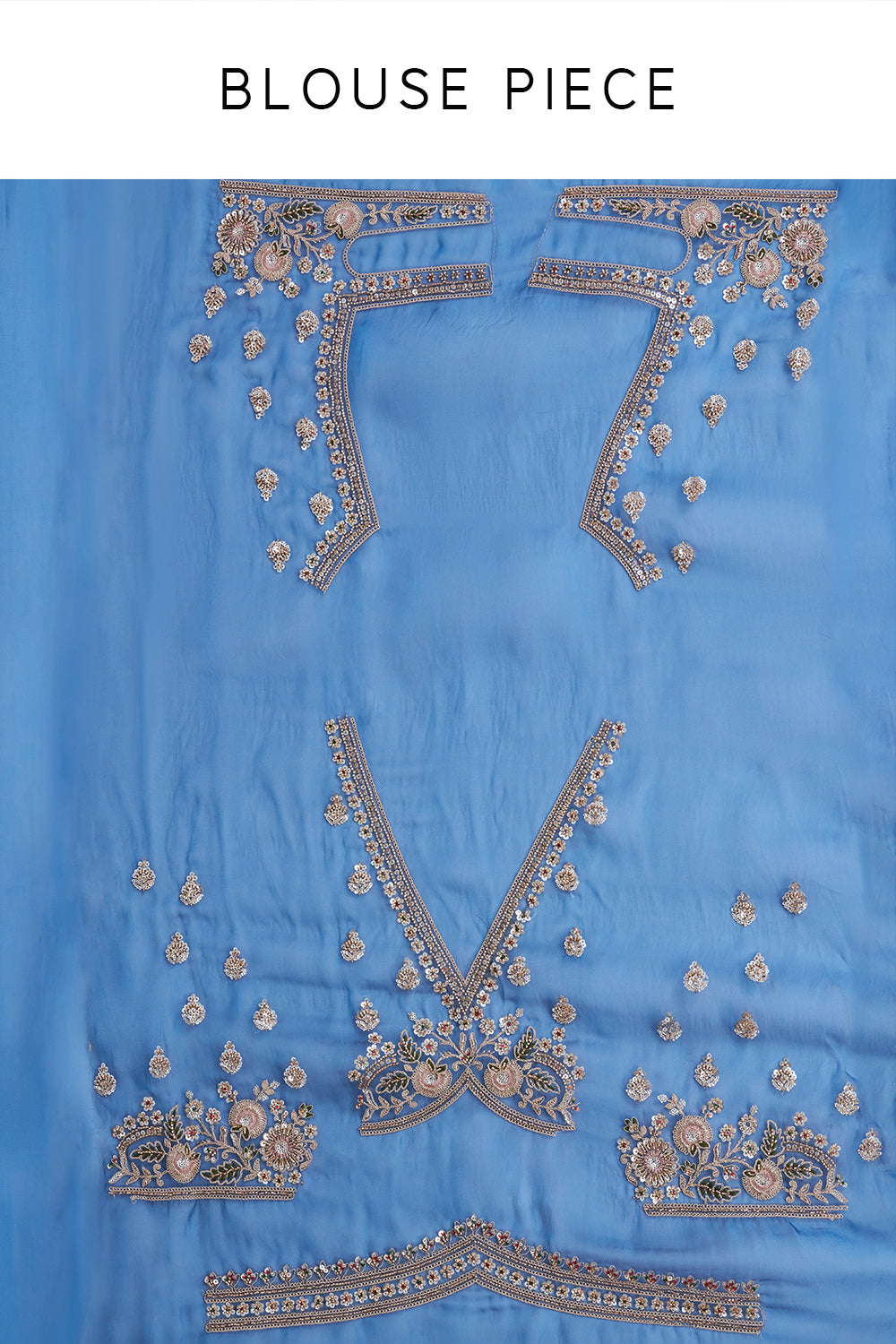 Peacock Blue Organza Saree with Zari Work