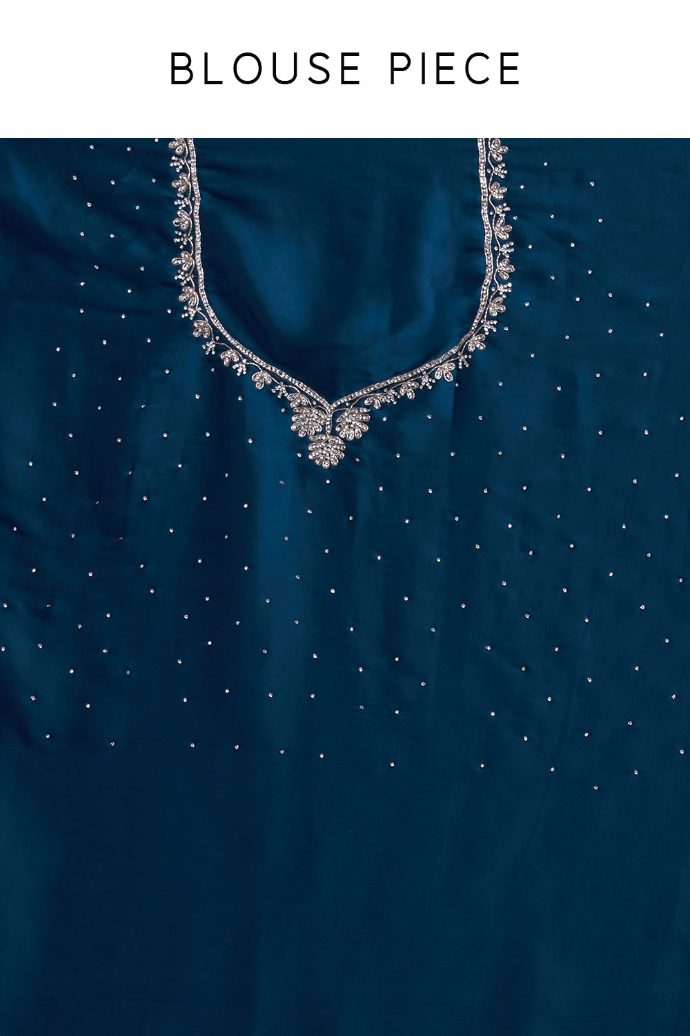 Peacock Blue Satin Embellished Saree