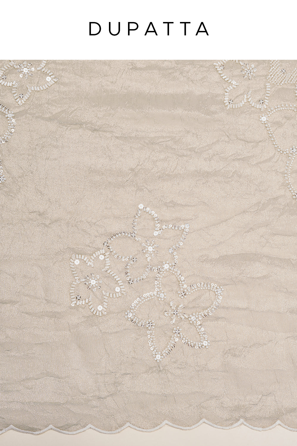 Light Grey Embroidered Cutdana Unstitched Suit Set