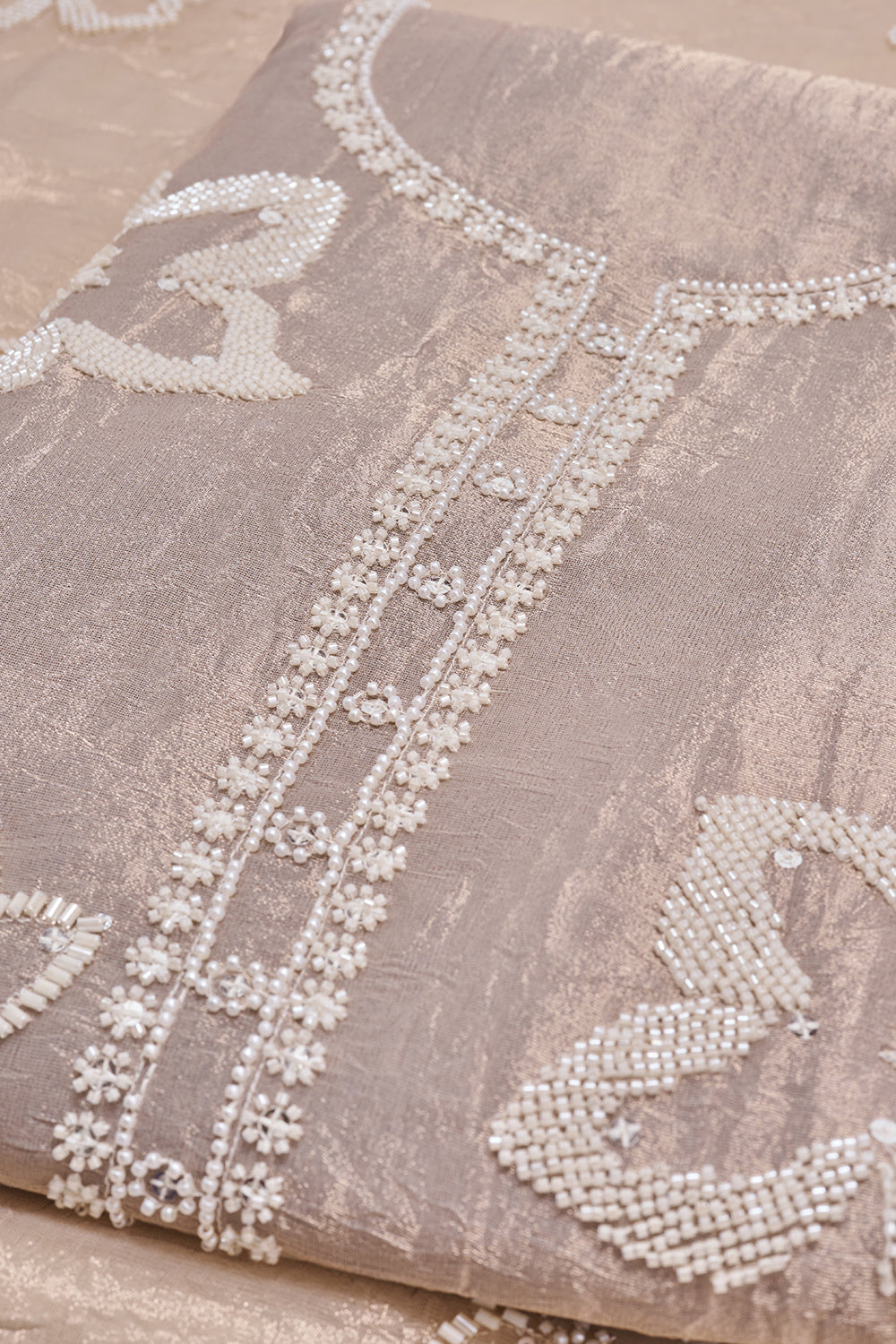 Pearl Grey Floral Embroidered Unstitched Suit Set