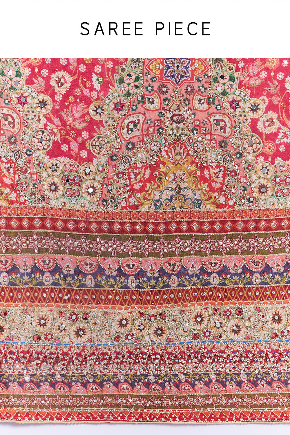 Pink Crepe Embellished Saree And Stitched Blouse