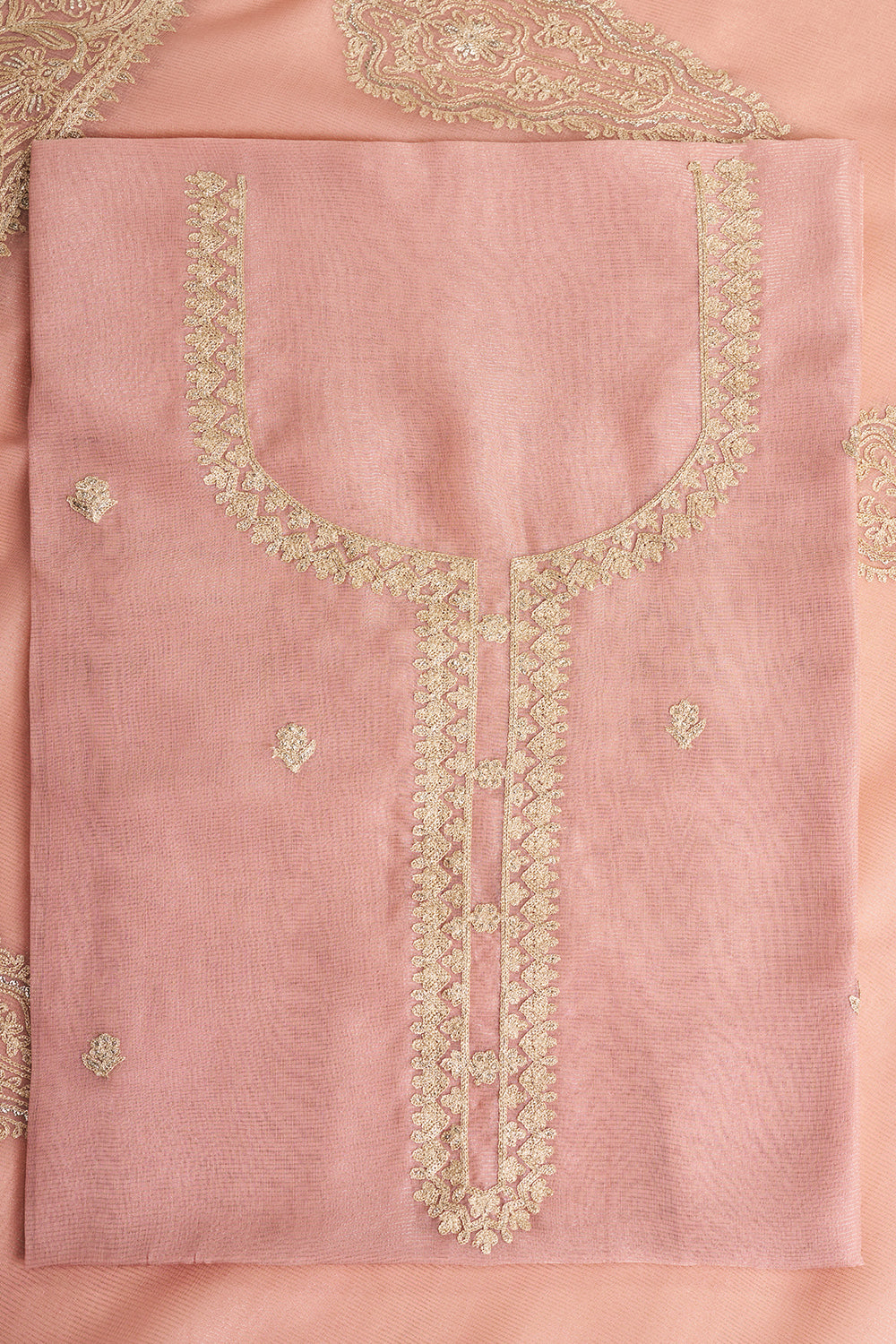 Blush Pink Embroidered Unstitched Suit Set