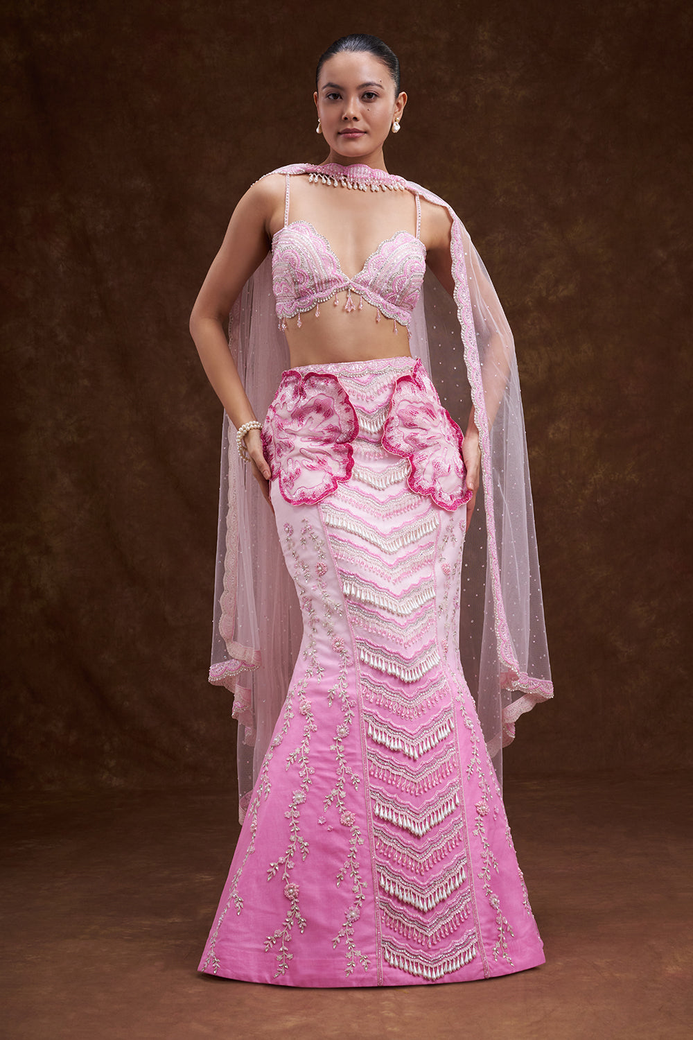 Pink Ombre Fishcut Skirt Set