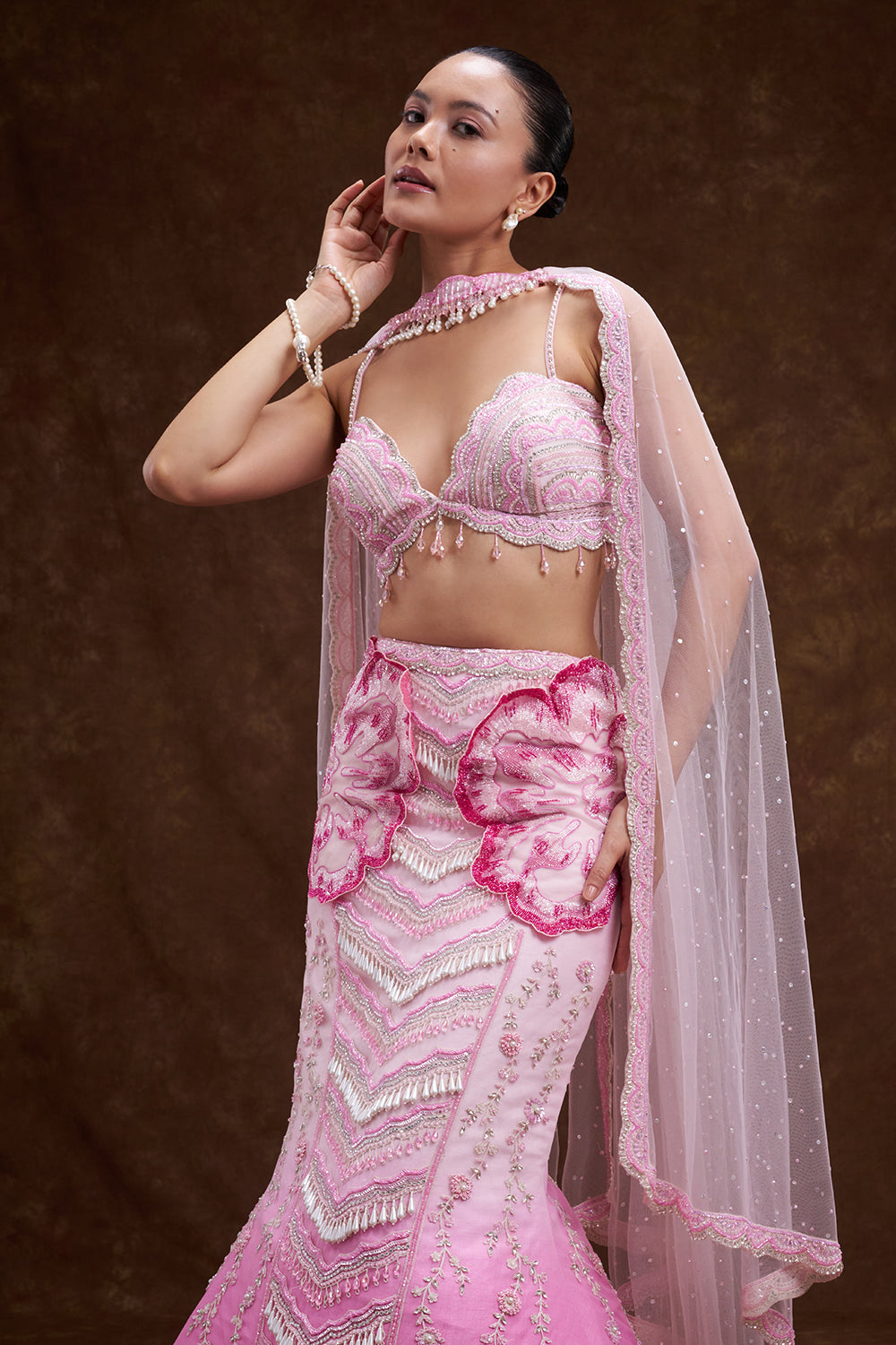 Pink Ombre Fishcut Skirt Set