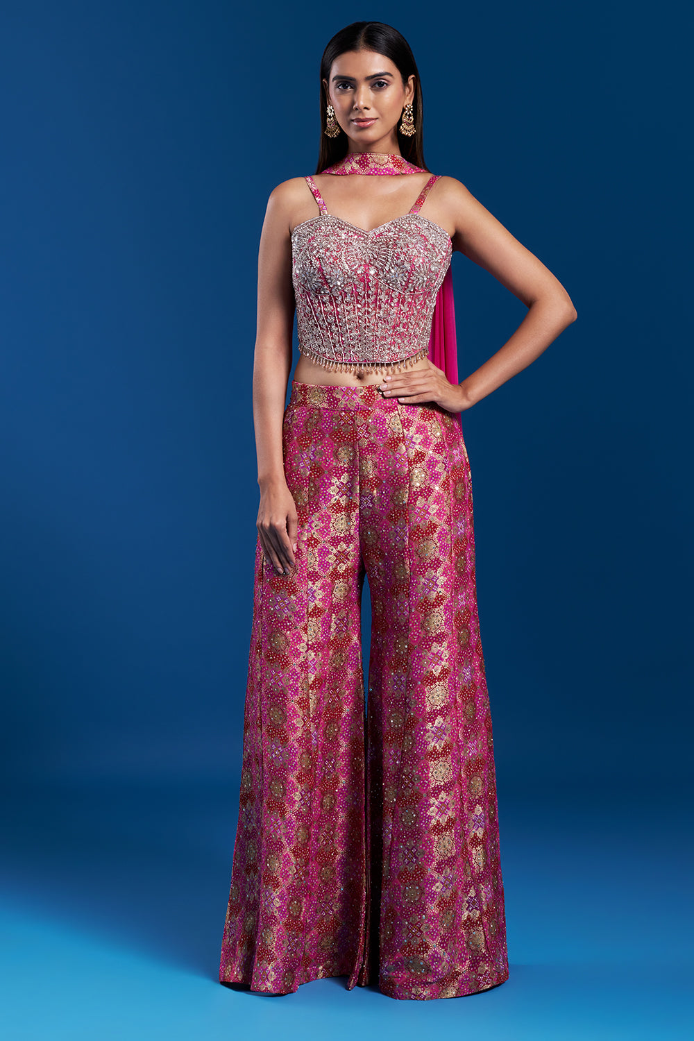 Pink Palazzo Set with Cutdana Work