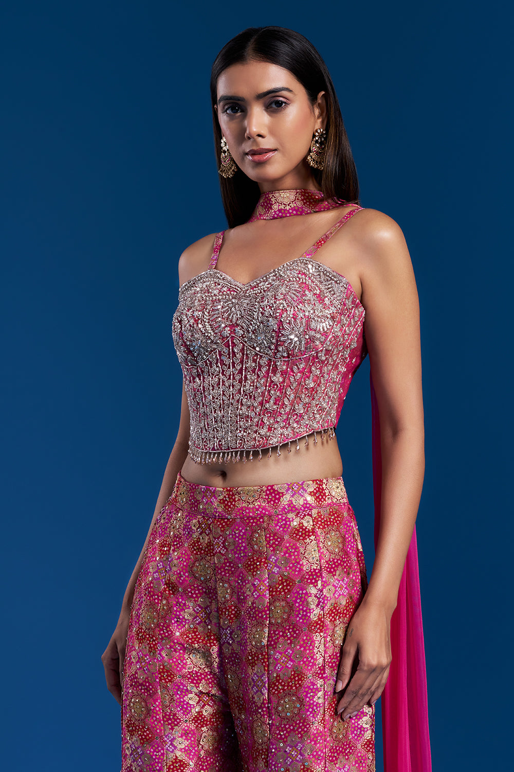 Pink Palazzo Set with Cutdana Work