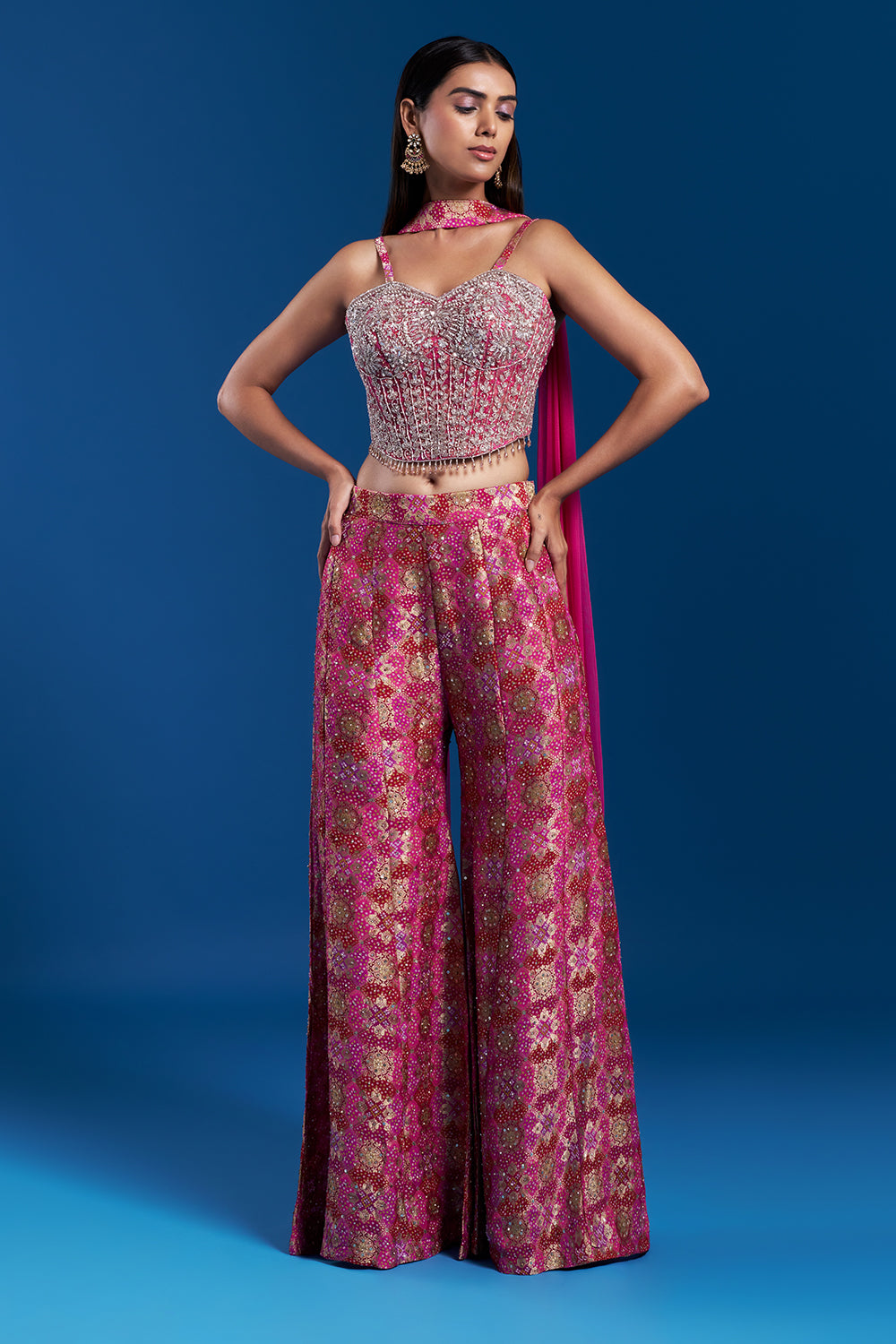 Pink Palazzo Set with Cutdana Work