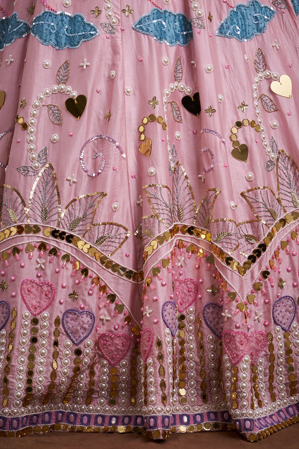 Pink Raw Silk Contemporary Lehenga with Cutdana and Acrylic Plastic Foil Work