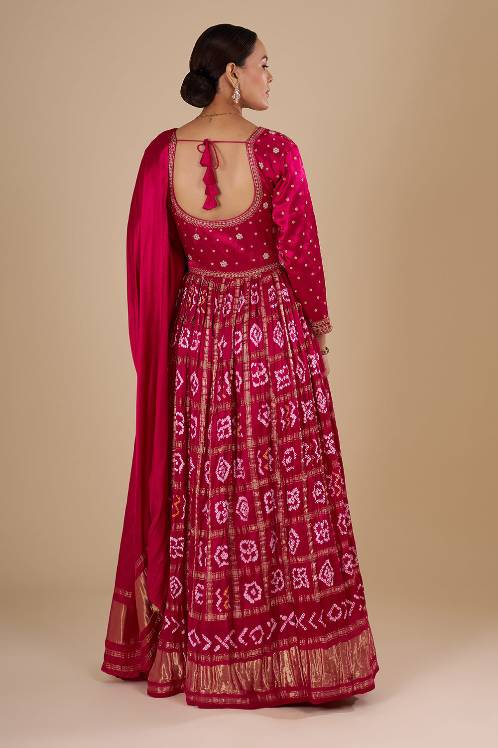 Pink Silk Blend Anarkali Set