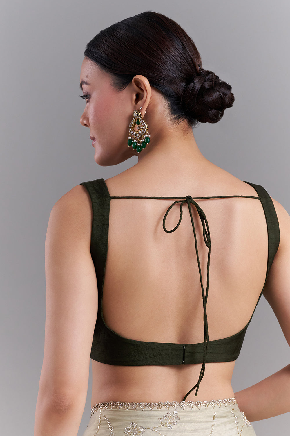 Pista Green Stone and Cutdana Embellished Saree