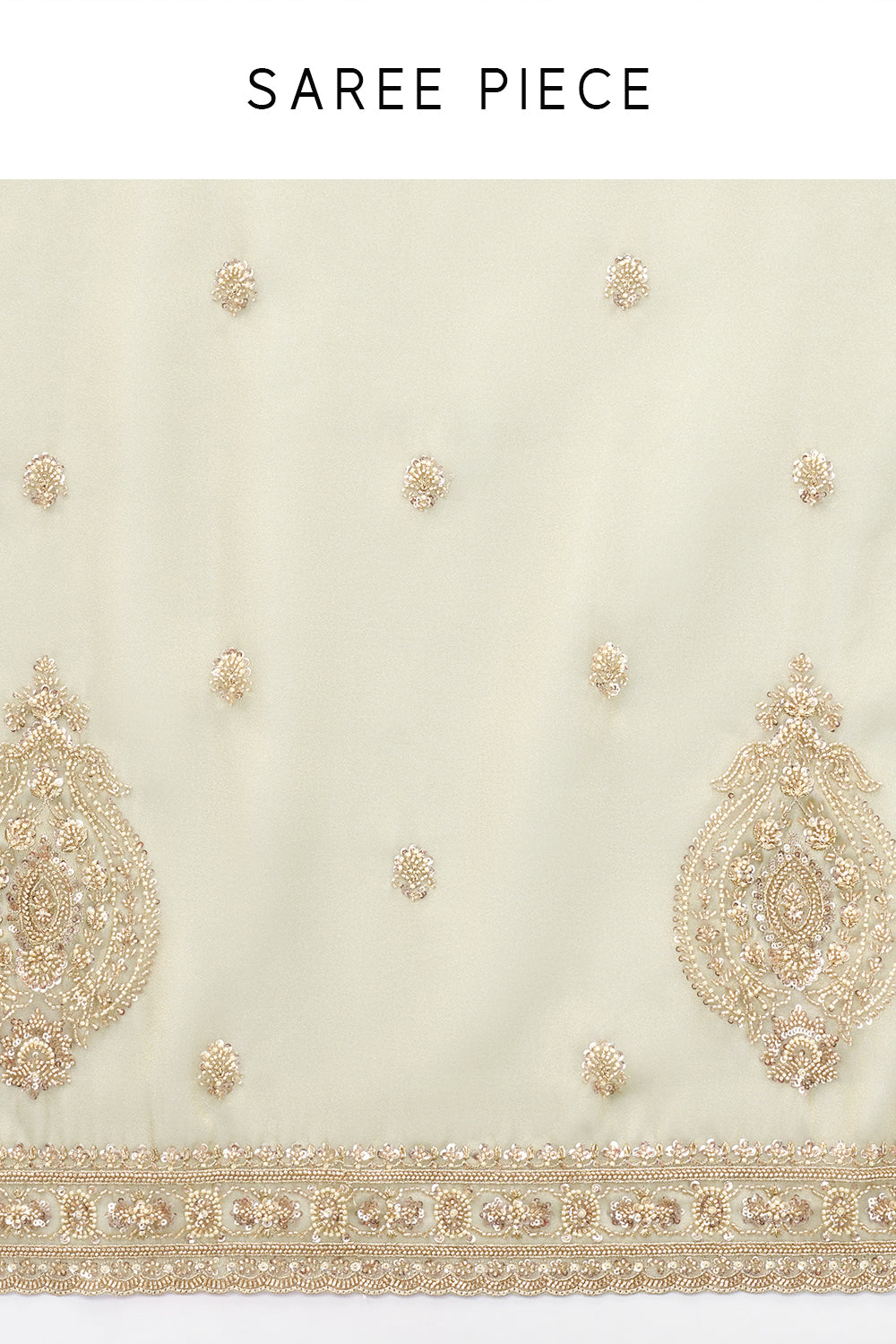 Pista Green Tussar Saree with Handwork