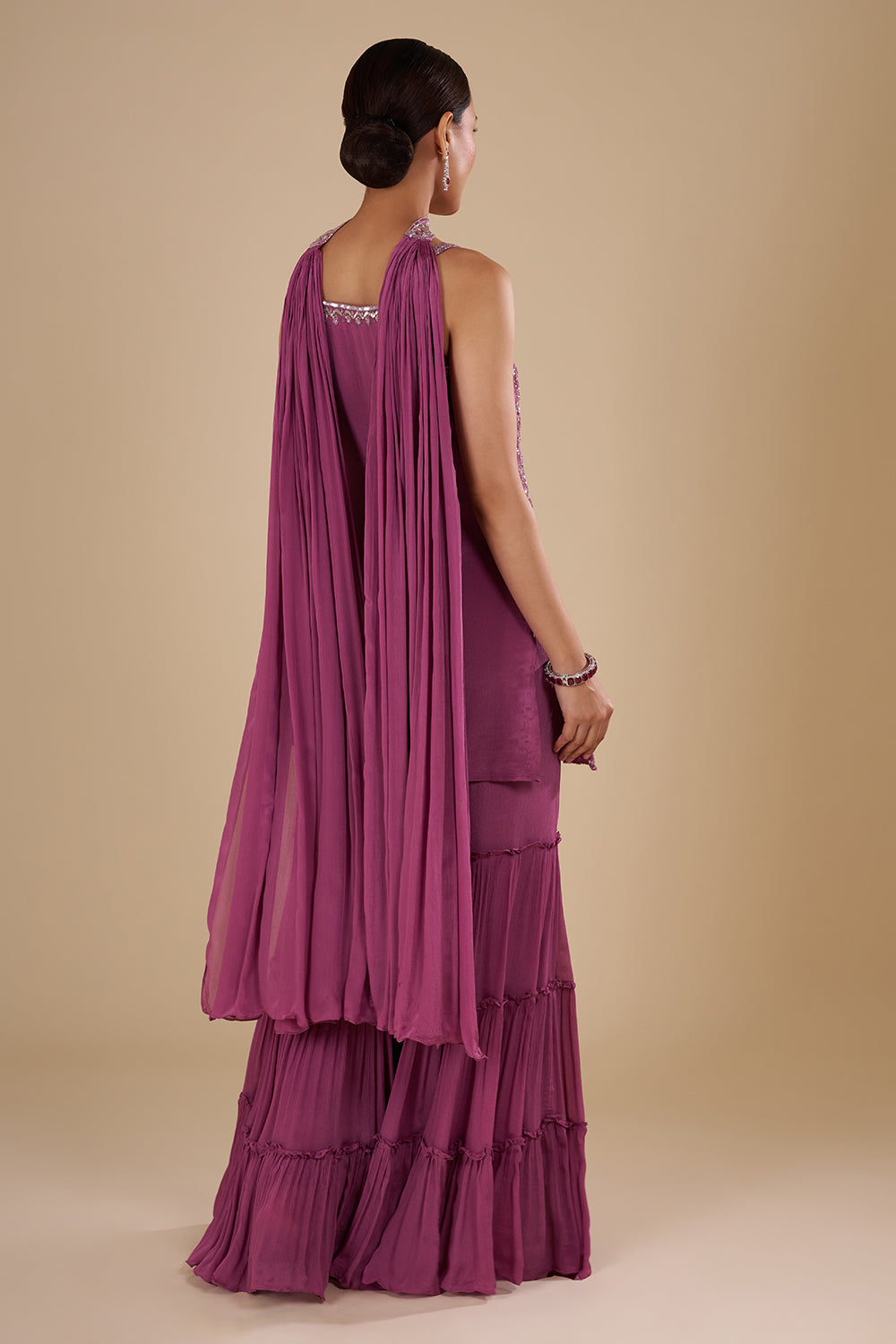 Plum Georgette Sharara Set