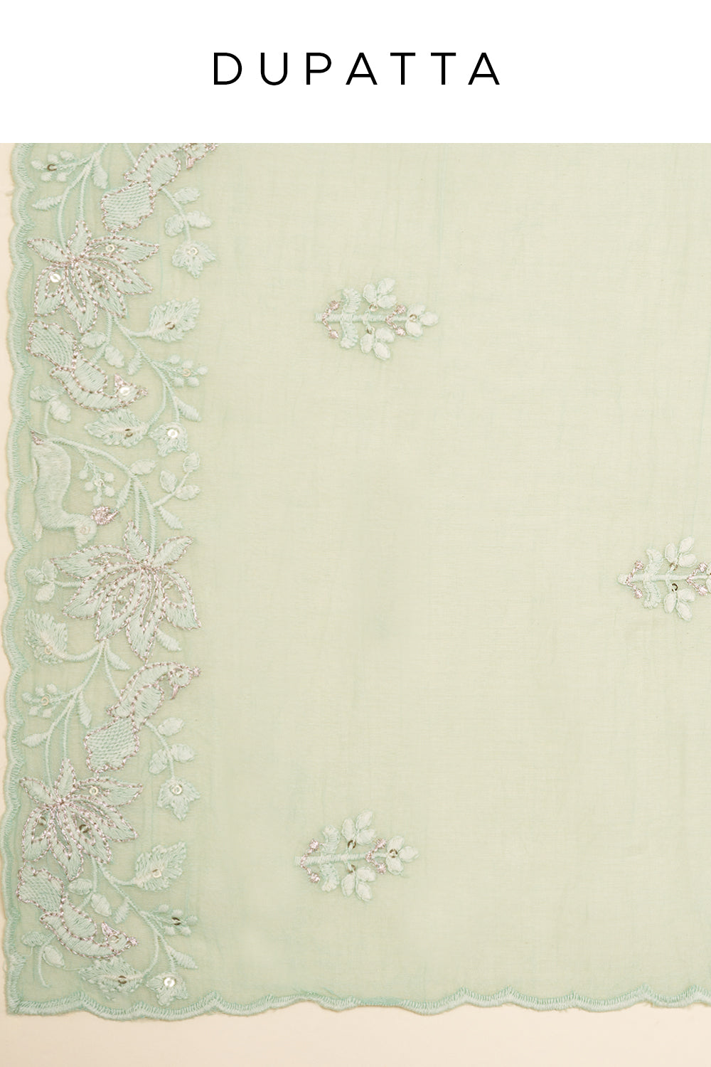 Aqua Green Embroidered Unstitched Dress Set