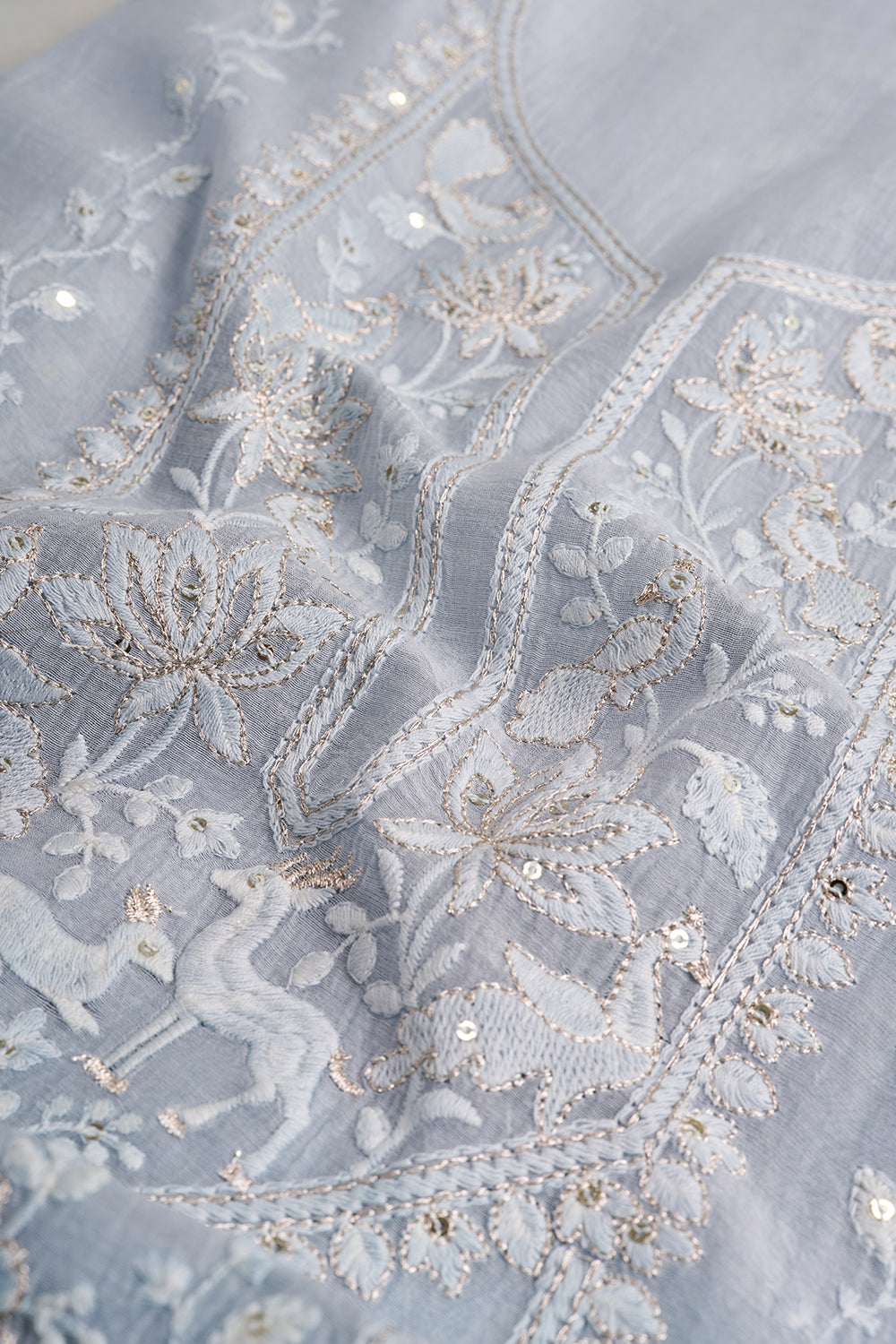 Light Grey Embroidered Unstitched Suit Set