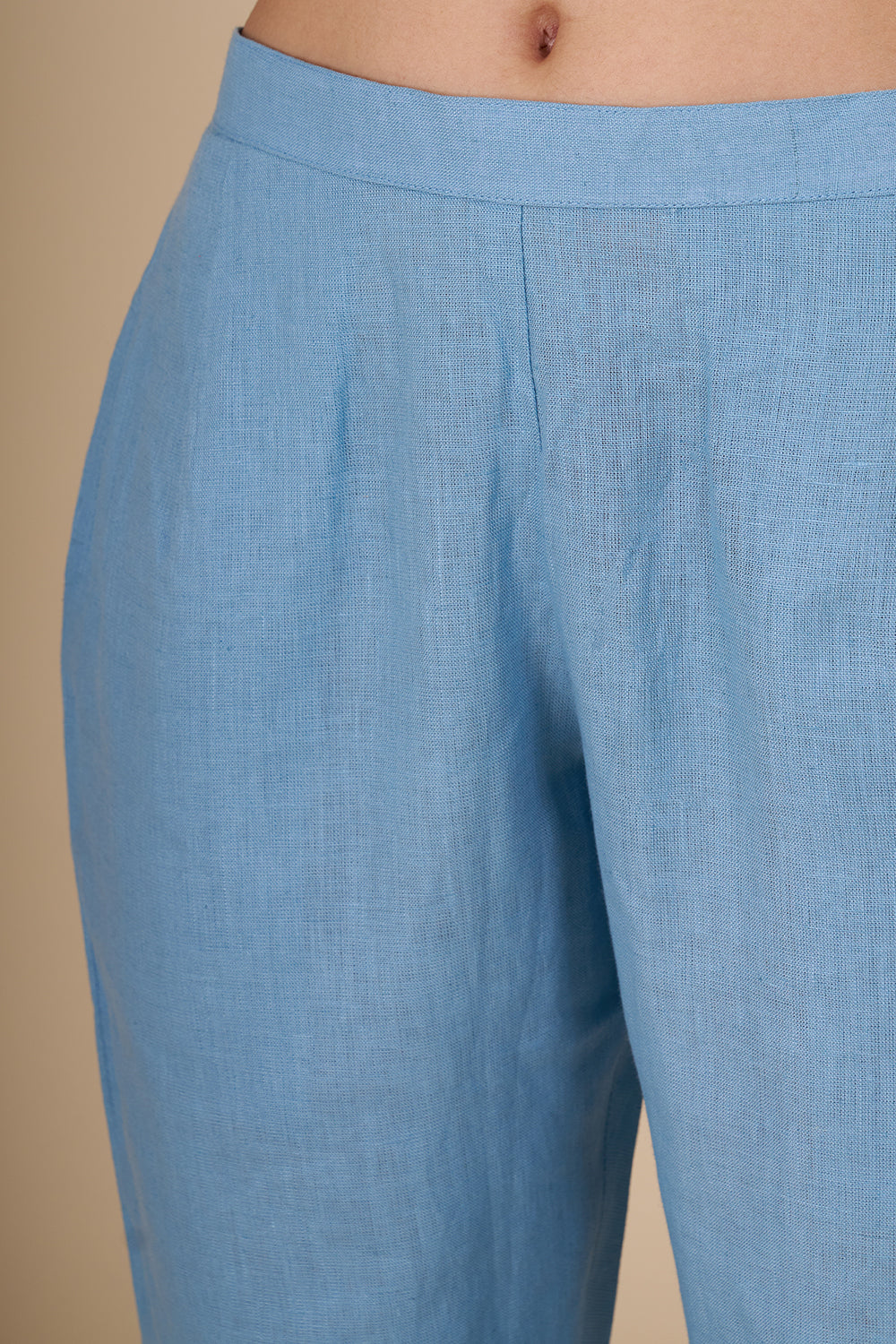 Powder Blue Linen Co-ord Set with Floral Thread Embroidery