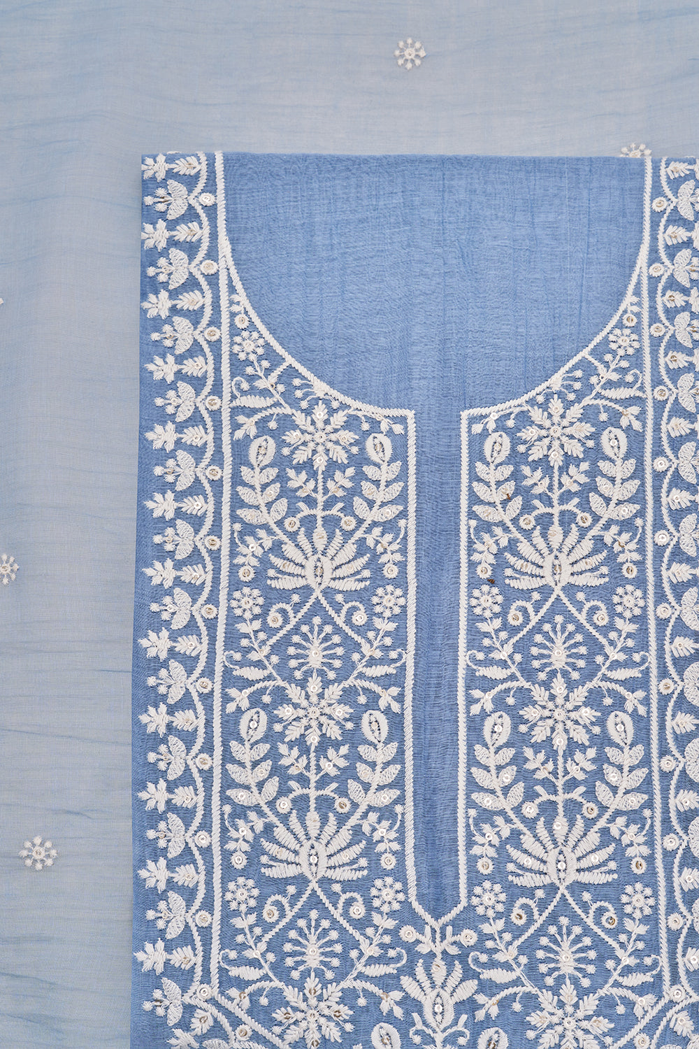 Sky Blue Resham Embroidered Unstitched Suit Set