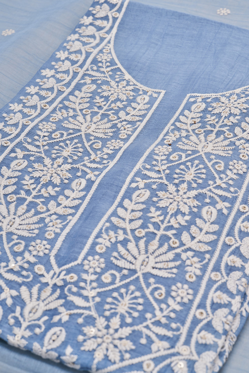 Sky Blue Resham Embroidered Unstitched Suit Set