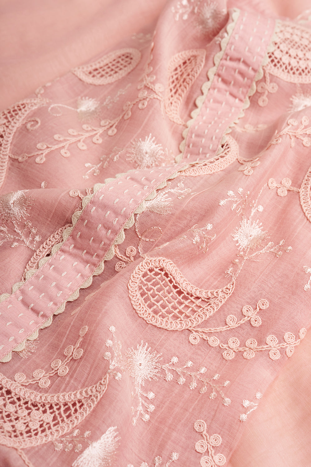 Powder Pink Paisley Embroidered Unstitched Suit Set