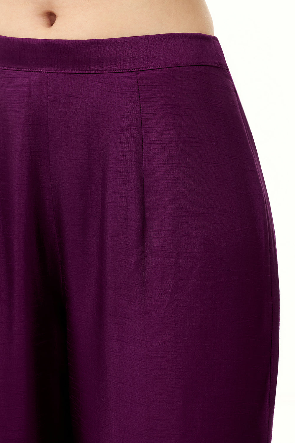Purple Cotton Silk Palazzo Set with Cutdana and Moti Work