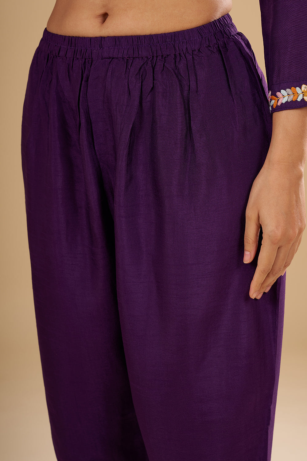 Purple Pure Silk Semi Anarkali Set