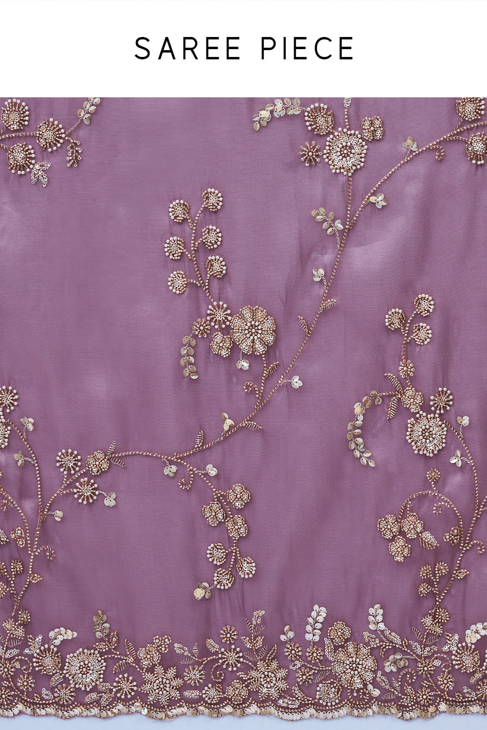 Purple Shimmer Zari Tissue Saree with Bead Work