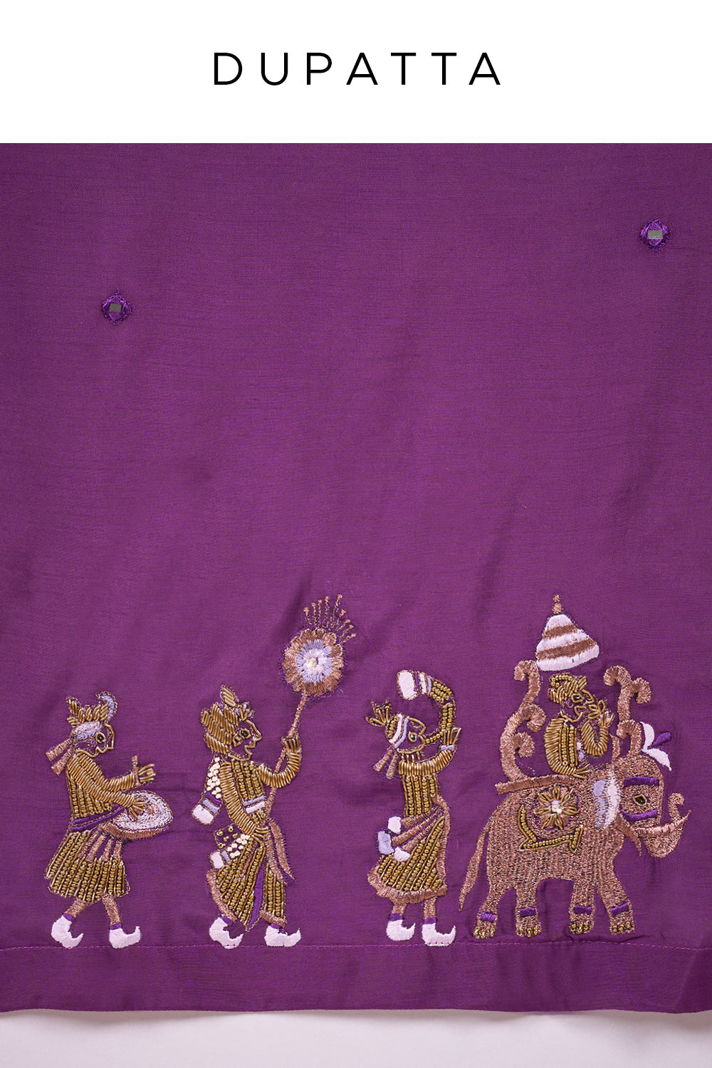 Purple Silk Kurta Set with Thread Embroidery