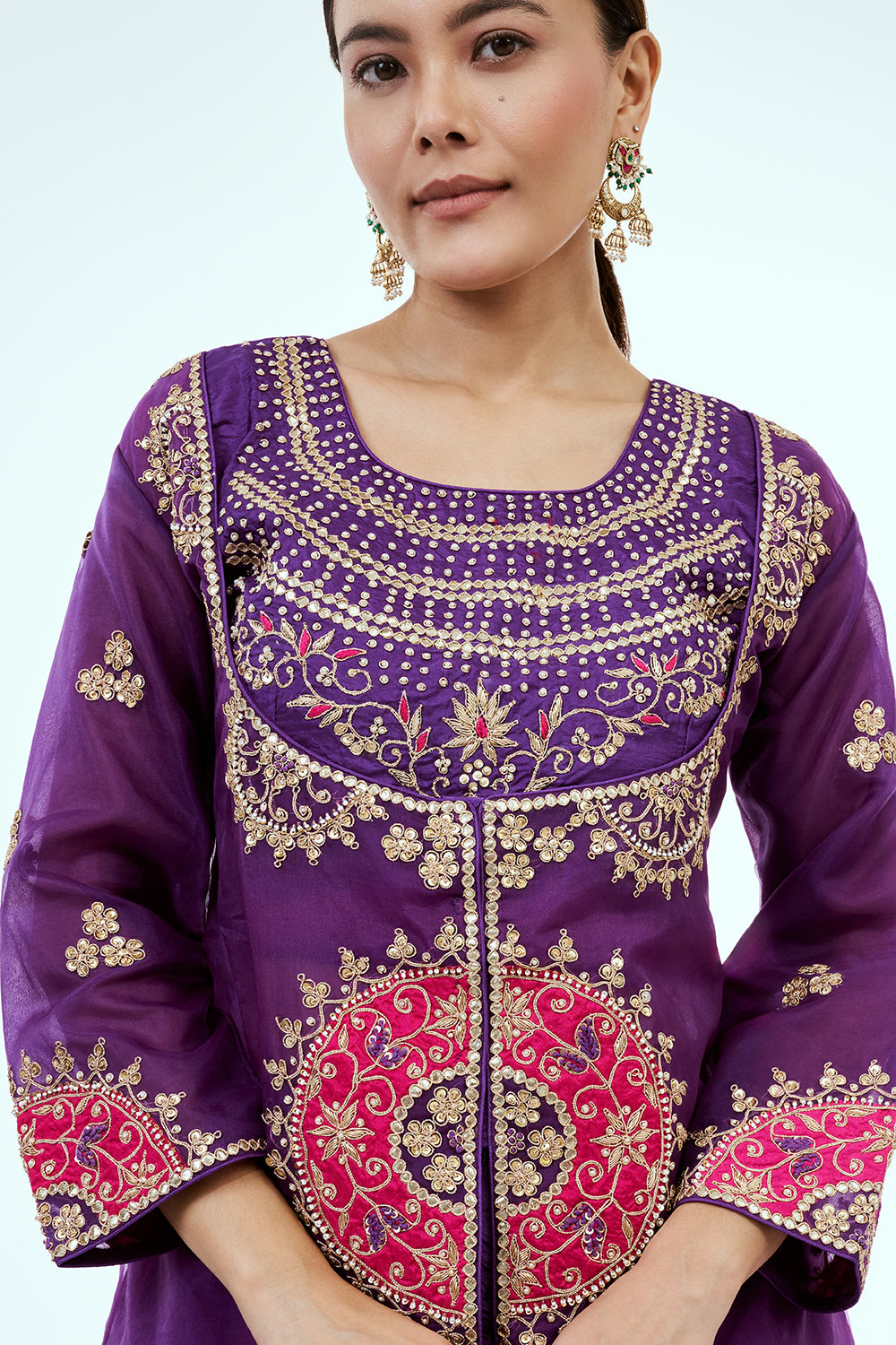 Purple Uppada Silk Co-ord Set with Zardosi Work