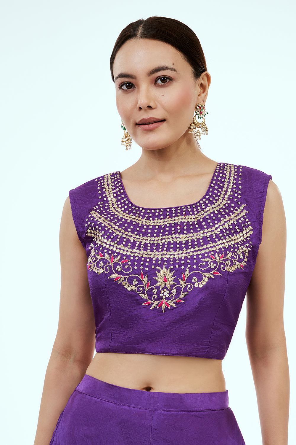 Purple Uppada Silk Co-ord Set with Zardosi Work