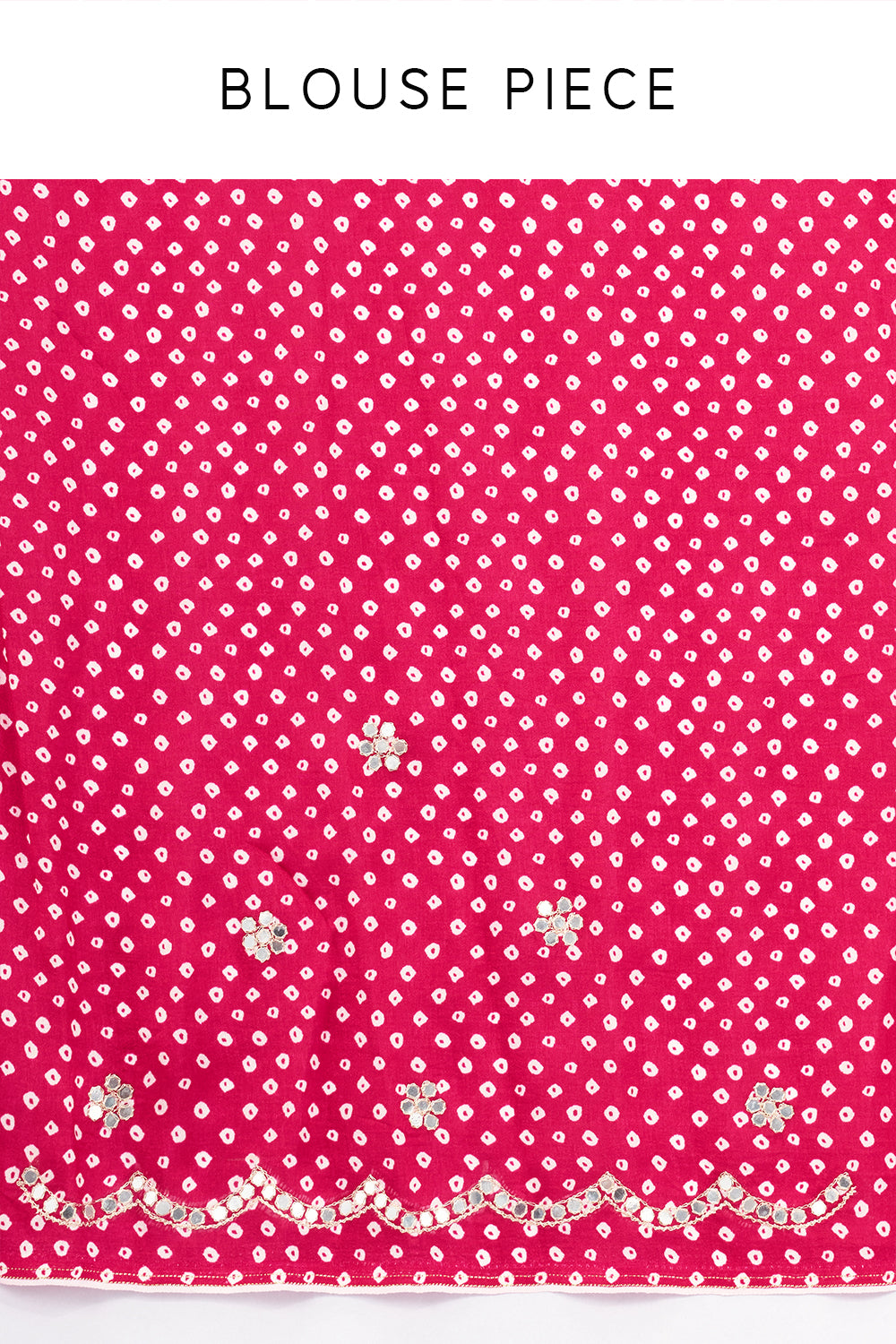 Rani Pink Art Silk Printed Saree with Mirror and Beads Work