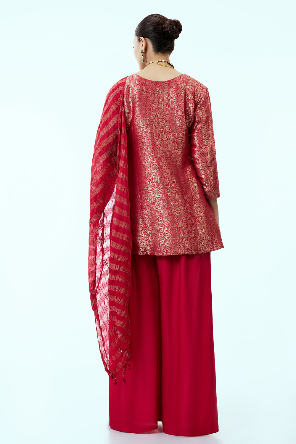 Rani Pink Banarasi Brocade Salwar Suit with Zardosi Accents