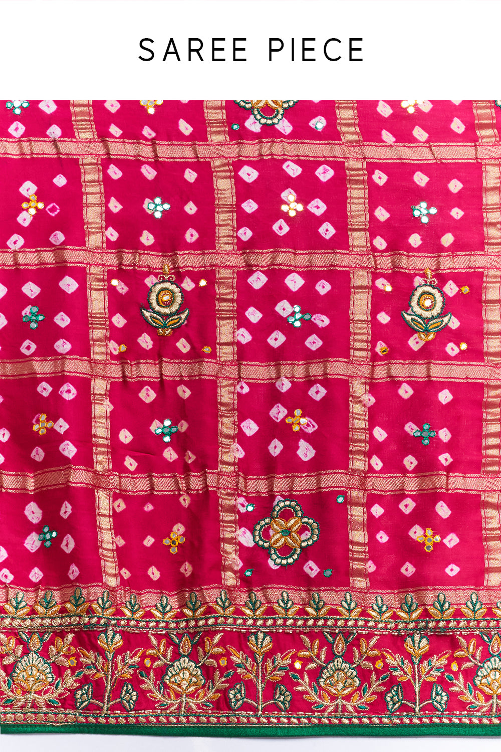 Rani Pink Bandhej Gharchola Embroidered Saree